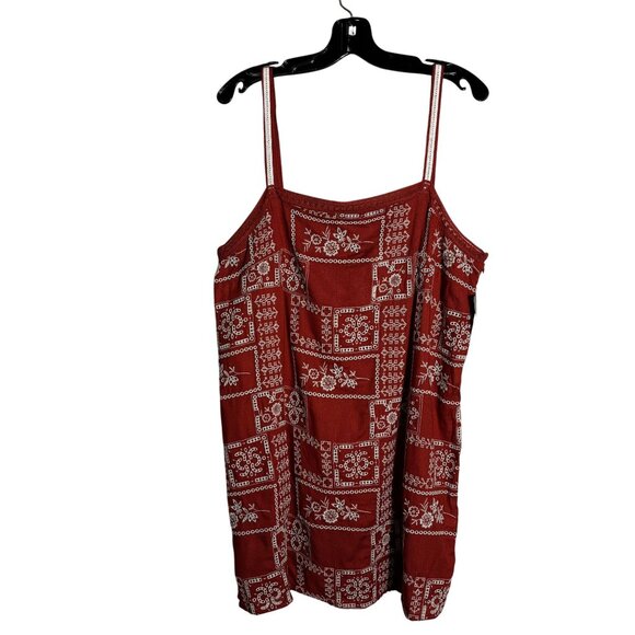 Lucky Brand Red Sleeveless Square Neck Embroidered Cami Dress size XLarge - Picture 3 of 15